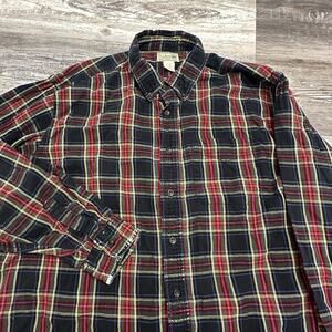LL Bean Flannel Tartan Plaid Mens XL Long Sleeve Chest Pockets Button Down Shirt